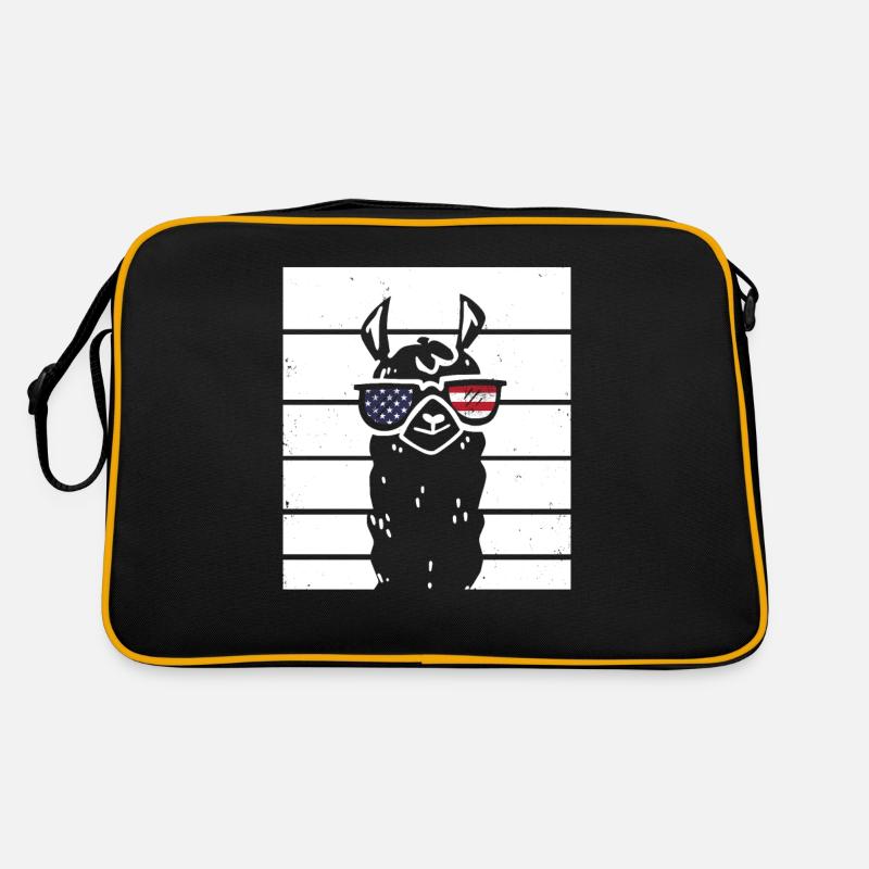 Patriotic Llama with Sunglasses US Flag 4th Of Retro Tasche