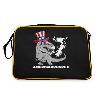 4th Of July Amerisaurusrex Patriotic Dinosaur - Retro Tasche - Schwarz/Gold - Hinten