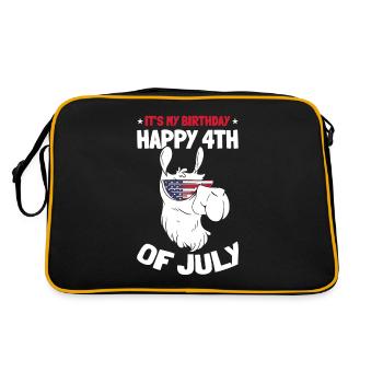 Birthday Party Llama It's My Birthday Happy 4th Of - Retro Tasche - Schwarz/Gold - Hinten
