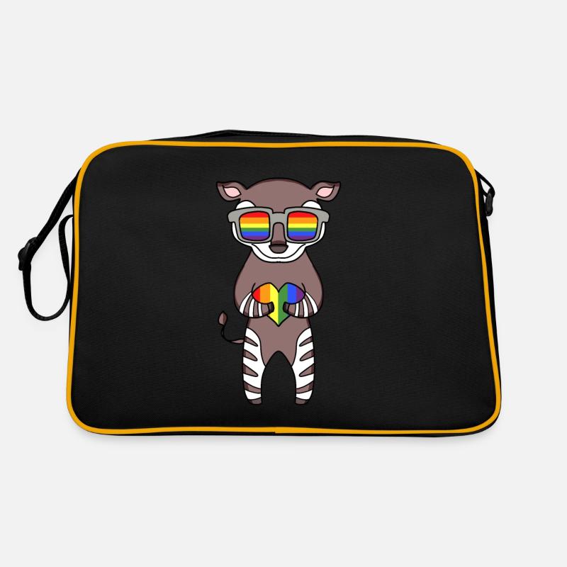LGBT Tier Okapi Regenbogen Retro Tasche