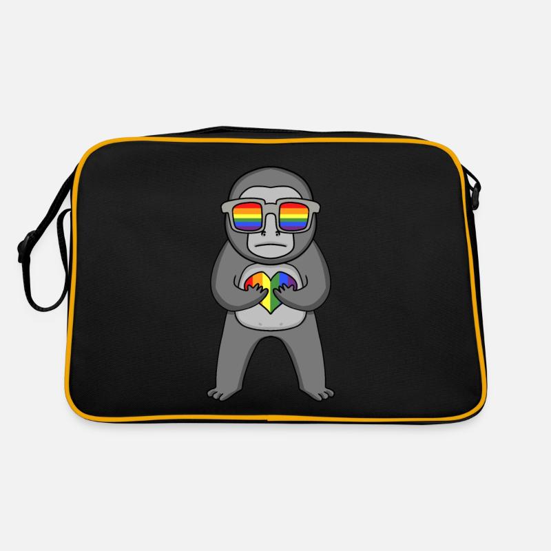LGBT Tier Affe Gorilla Regenbogen Retro Tasche