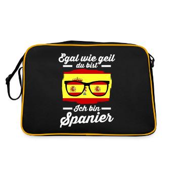Espana Spanier Spanisches Spanien - Retro Tasche - Schwarz/Gold - Hinten
