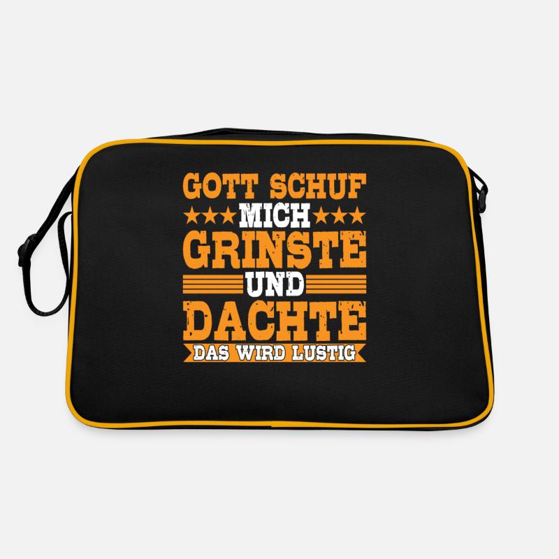 Gott schuf mich Grinste Das wird Lustig Spruch Retro Tasche