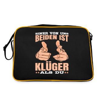 Einer von uns beiden ist Klüger als du Spruch - Retro Tasche - Schwarz/Gold - Hinten