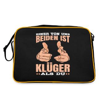 Einer von uns beiden ist Klüger als du Spruch - Retro Tasche - Schwarz/Gold - Hinten