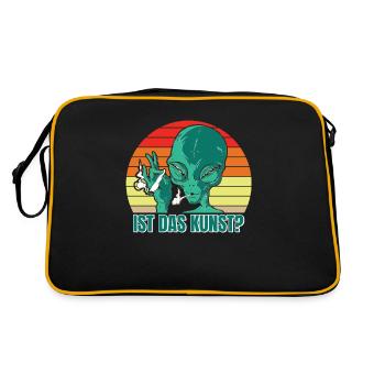 Alien Meme Ist das Kunst? Spruch - Retro Tasche - Schwarz/Gold - Hinten