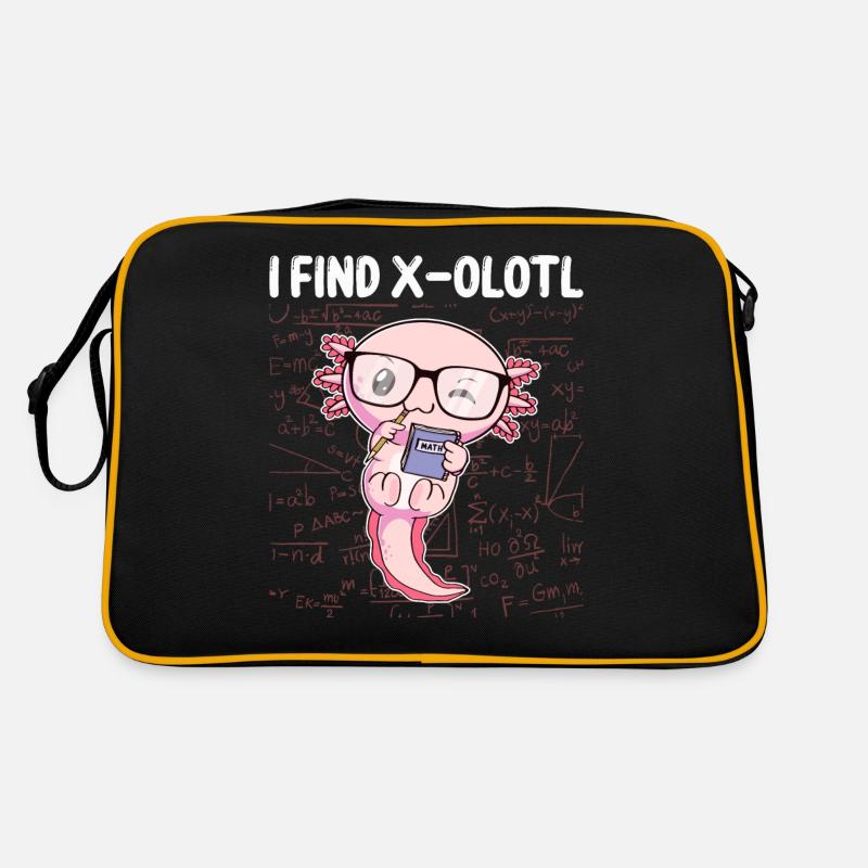 Funny Mathematics Kawaii Axolotl Mathematics Gesch - Retro Bag - black/gold