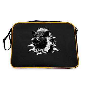 Pig Gift Piglet Kids Piglet Pig Pig - Retro Bag - black/gold - Back