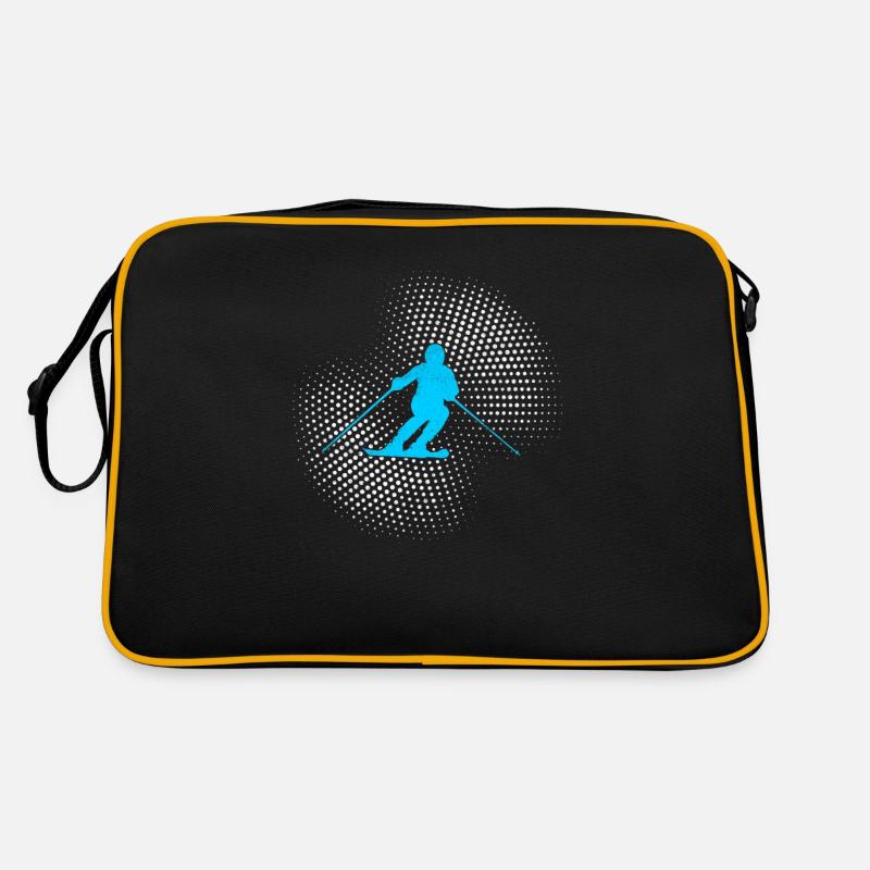 ski - Retro Tasche - Schwarz/Gold