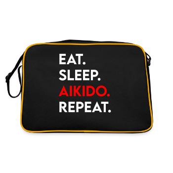 eat sleep aikido repeat - Retro Tasche - Schwarz/Gold - Hinten