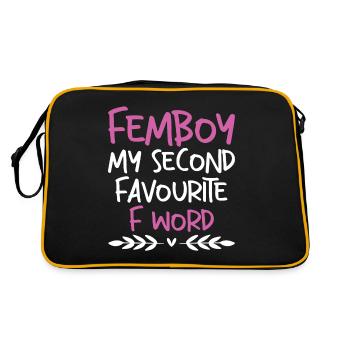 Lustiges Femboy-Geschenk - Retro Tasche - Schwarz/Gold - Hinten