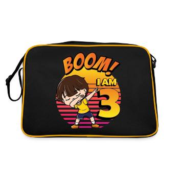 Boom I'm 3 | Birthday Boy | 3rd Birthday Party - Retro Tasche - Schwarz/Gold - Hinten