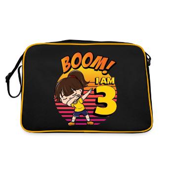 Boom I'm 3 | Birthday Girl | 3rd Birthday Party - Retro Tasche - Schwarz/Gold - Hinten