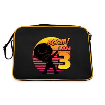 Boom I'm 3 | Birthday Boy | 3rd Birthday Party - Retro Tasche - Schwarz/Gold - Hinten