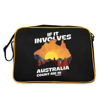 If It Involves Australia Count Me In - Retro Tasche - Schwarz/Gold - Hinten