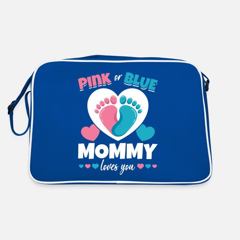 Rosa oder Blau Mama liebt dich Babyparty Retro Tasche