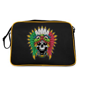Quetzalcoatl Skull Goth Aztec Feathered Snake - Retro Bag - black/gold - Back