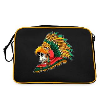 Azteken-Adler-Krieger Maya-Schädel Inka - Retro Tasche - Schwarz/Gold - Hinten