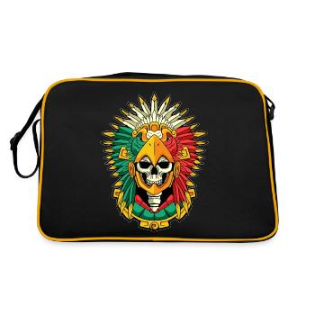 Azteken-Adler-Krieger Maya-Schädel Inka - Retro Tasche - Schwarz/Gold - Hinten