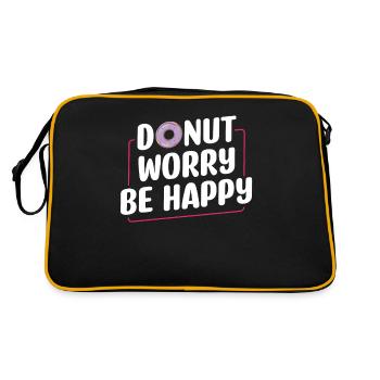 Donut Worry Be Happy | Donut Lover Tshirt | Drôle - Sac Retro - noir/or - Dos