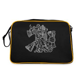 Tezcatlipoca Aztekengott Nahuatl Maya Inka Tolteke - Retro Tasche - Schwarz/Gold - Hinten