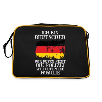 Deutschland Deutscher Deutsches - Retro Tasche - Schwarz/Gold - Hinten