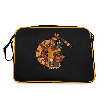 Tonatiuh Aztekengott Sonnengott Maya Inka Tolteken - Retro Tasche - Schwarz/Gold - Hinten