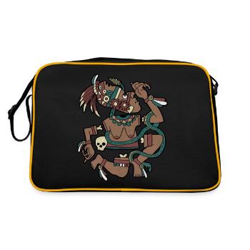 Coyolxauhqui Aztekengöttin Mondgöttin Maya Inka - Retro Tasche - Schwarz/Gold - Hinten