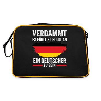 Deutschland Deutscher Deutsches - Retro Tasche - Schwarz/Gold - Hinten