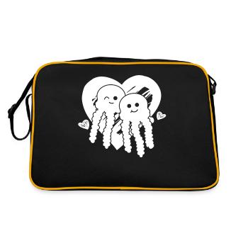Quallen Herz Quallen Herzen Quallen Quallen - Retro Tasche - Schwarz/Gold - Hinten