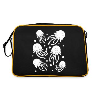 Quallen Aquarium Quallen Quallen Quallen - Retro Tasche - Schwarz/Gold - Hinten