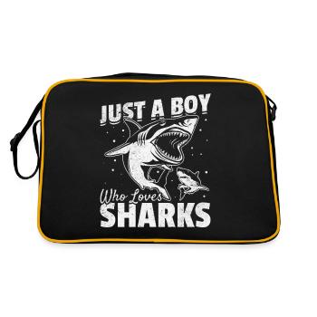 Great White Shark Sharkfish Ich bin nur ein Junge, - Retro Tasche - Schwarz/Gold - Hinten