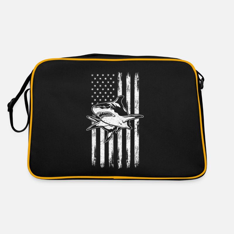 Requin Drapeau américain Requin Drapeau américain Grand Sac Retro