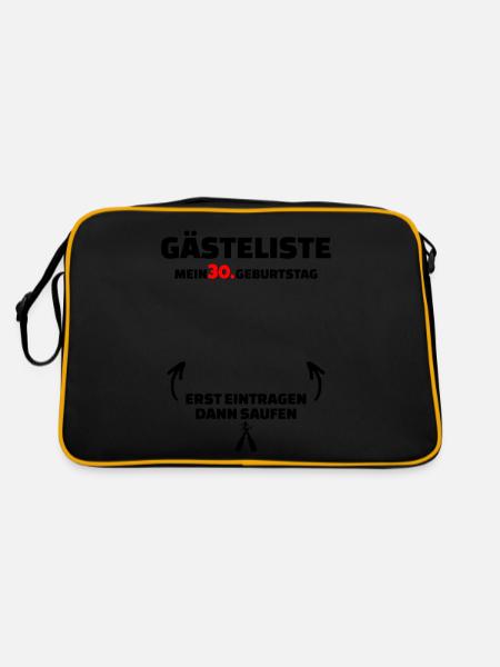 Happy Birthday 30. Geburtstag B-Day Gästeliste - Retro Tasche - Schwarz/Gold - Hinten