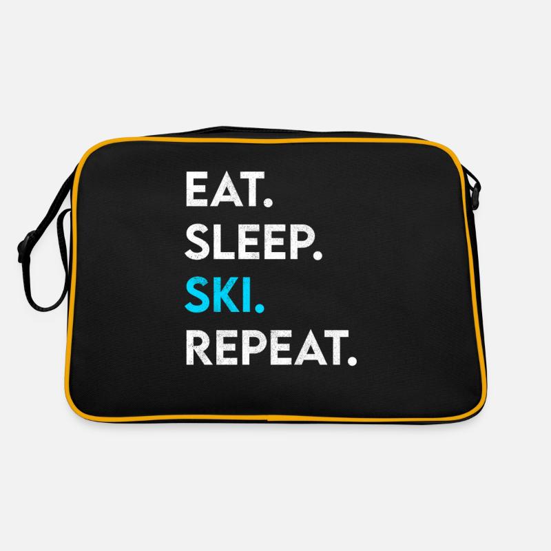 eat sleep ski repeat - Retro Bag - black/gold
