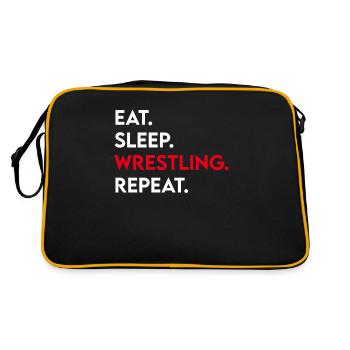 eat sleep wrestling repeat - Retro Tasche - Schwarz/Gold - Hinten