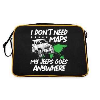 I Dont Need Maps My Jeeps Goes Anywhere - Retro Tasche - Schwarz/Gold - Hinten