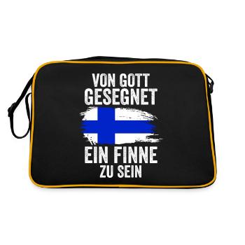 Finnland Finne Finnisches - Retro Tasche - Schwarz/Gold - Hinten