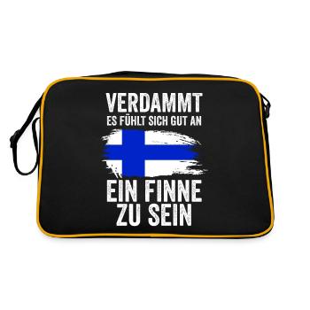 Finnland Finne Finnisches - Retro Tasche - Schwarz/Gold - Hinten