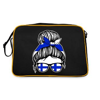 Finne Finnisches Finnland - Retro Tasche - Schwarz/Gold - Hinten