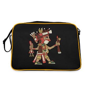 Ahuiateteo Aztekengott Maya Inka Tolteken - Retro Tasche - Schwarz/Gold - Hinten