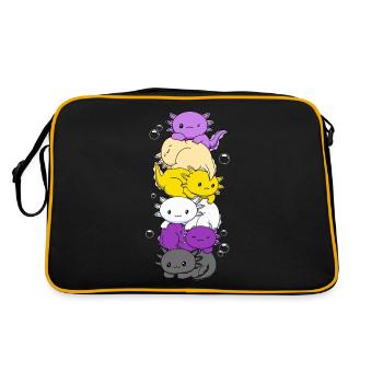 Non-Binary Flag LGBTQ Kawaii Axolotl Stack - Retro Bag - black/gold - Back