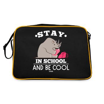 Nashorn Streber Schule lernen - Retro Tasche - Schwarz/Gold - Hinten