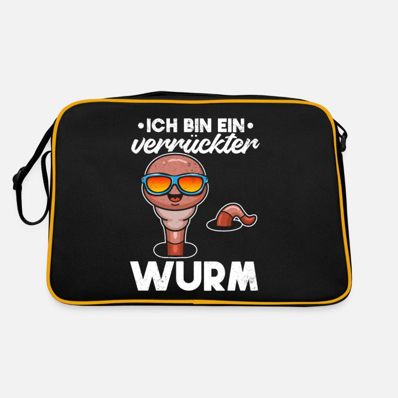 Lustiger Wurm I Ich Bin Ein Verrückter Wurm - Retro Tasche - Schwarz/Gold