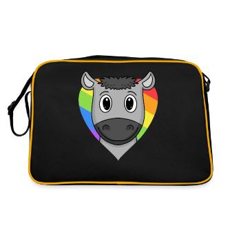 LGBT Animal Donkey Rainbow Heart - Sac Retro - noir/or - Dos