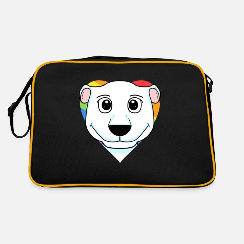 LGBT Tier Eisbär Regenbogen Herz Retro Tasche