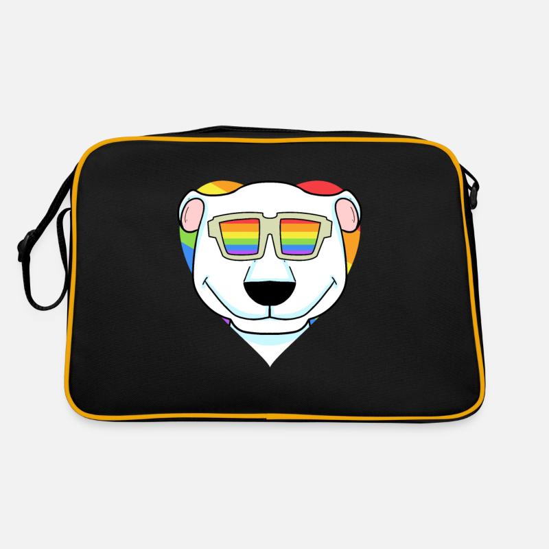 LGBT Tier Eisbär Regenbogen Herz Retro Tasche