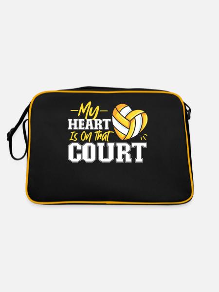Volleyball Player Team My Heart Is - Retro Tasche - Schwarz/Gold