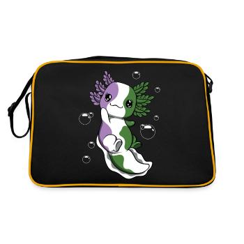 Genderqueer Drapeau Axolotl Pile Kawaii - Sac Retro - noir/or - Dos