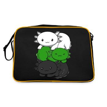 Neutrois Flagge Axolotl Haufen Kawaii Neutrois Sto - Retro Tasche - Schwarz/Gold - Hinten